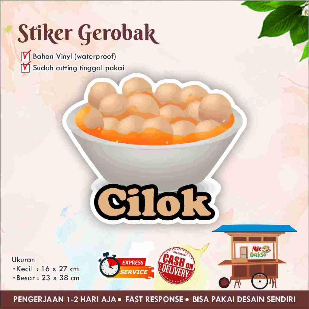 

STIKER KACA GEROBAK VINYL CILOK / LABEL MAKANAN