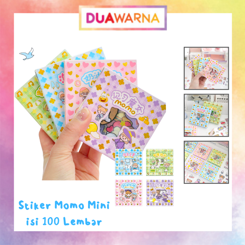 

DuaWarna Stiker Momo Mini Box Stiker 2D Kartun Lucu Stiker Waterproof