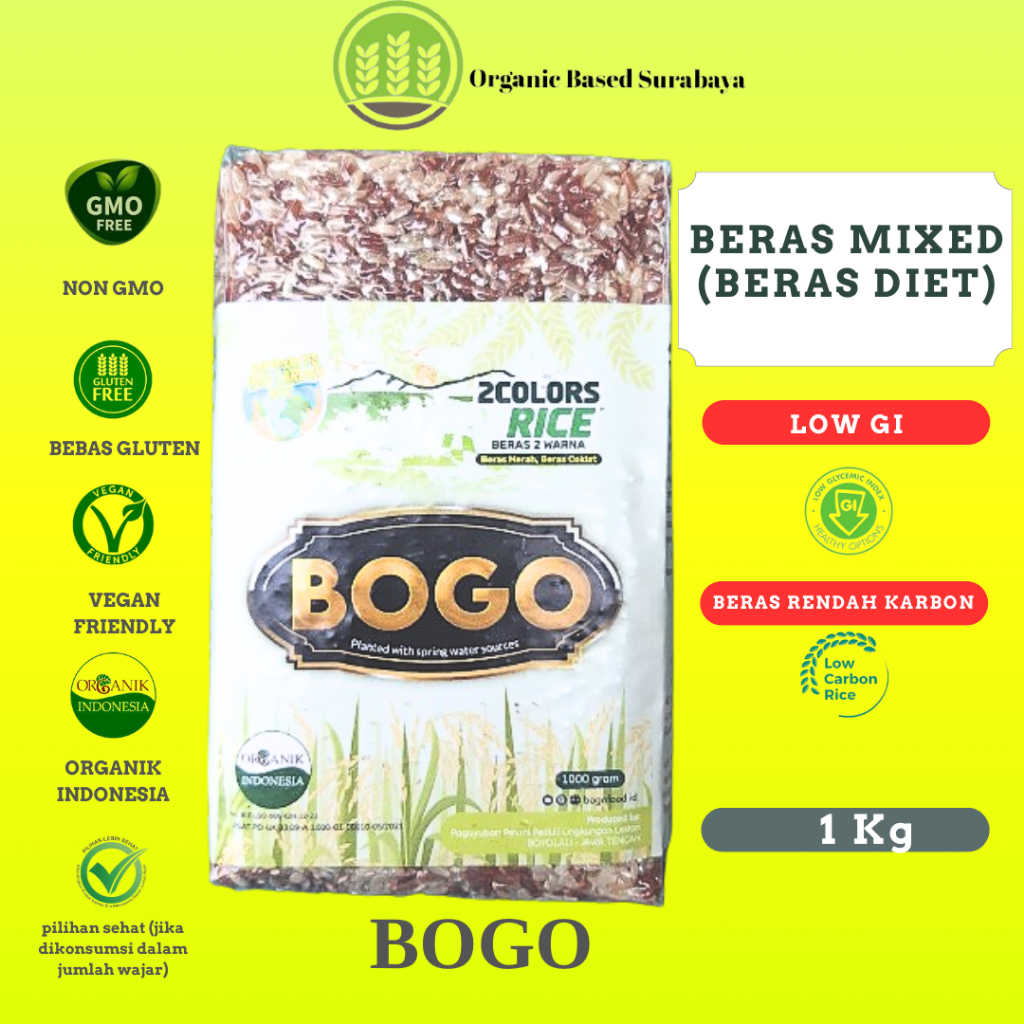 

Beras Diet Organik Kemasan Vakum 1kg, Rendah IG, Low Carbon Rice,Bantu Kontrol gula darah