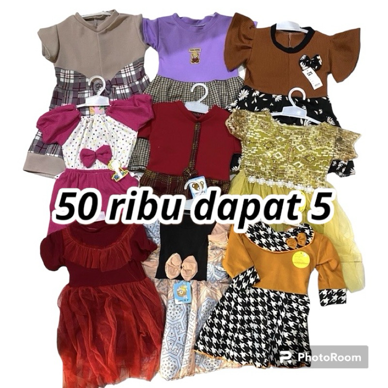 paket usaha dress anak 50 ribu dapat 5 baju anak perempuan baju balita perempuan baju bayi perempuan