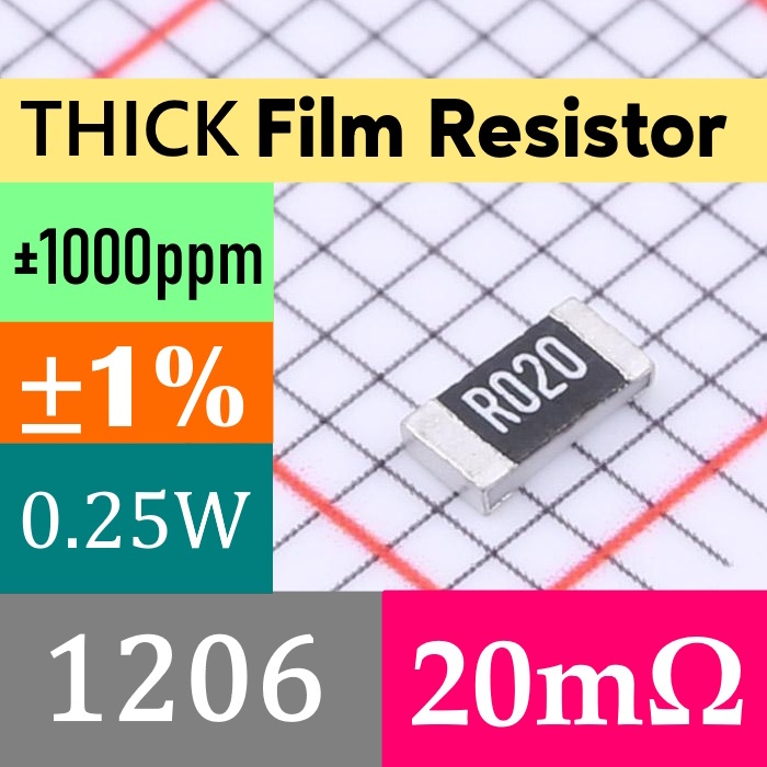20mΩ 1206 ±1% Thick Film Resistor SMD Chip Resistor 0.02R R020