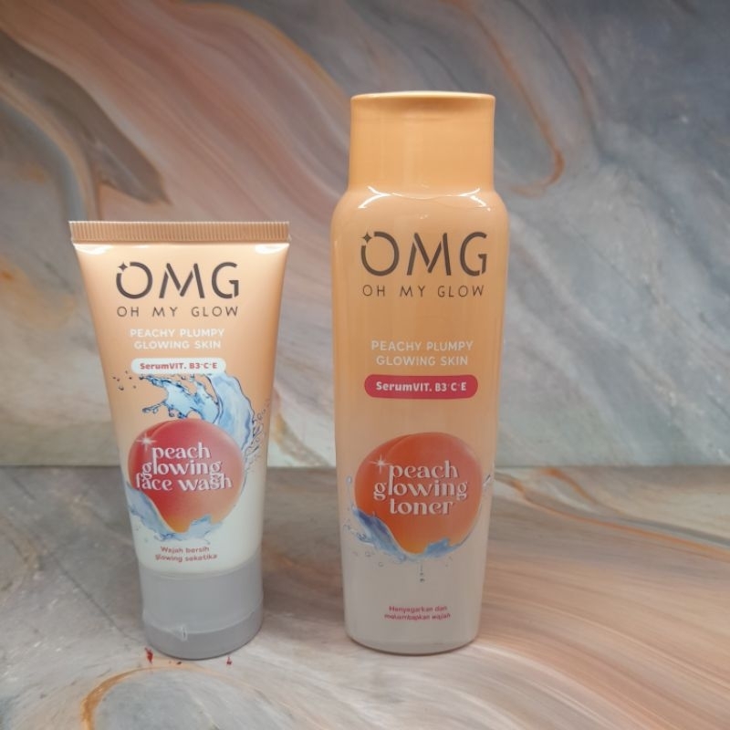 OMG PEACH GLOWING FACE WASH + PEACH GLOWING TONER ORIGINAL BPOM