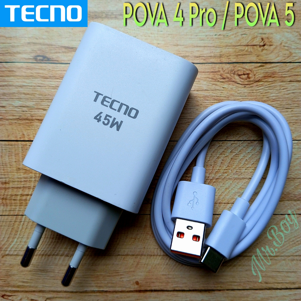 Charger TECNO Pova 4 Pro Dan Pova 5 SUPER CHARGE 45Watt Dijamin Original Resmi Tecno.