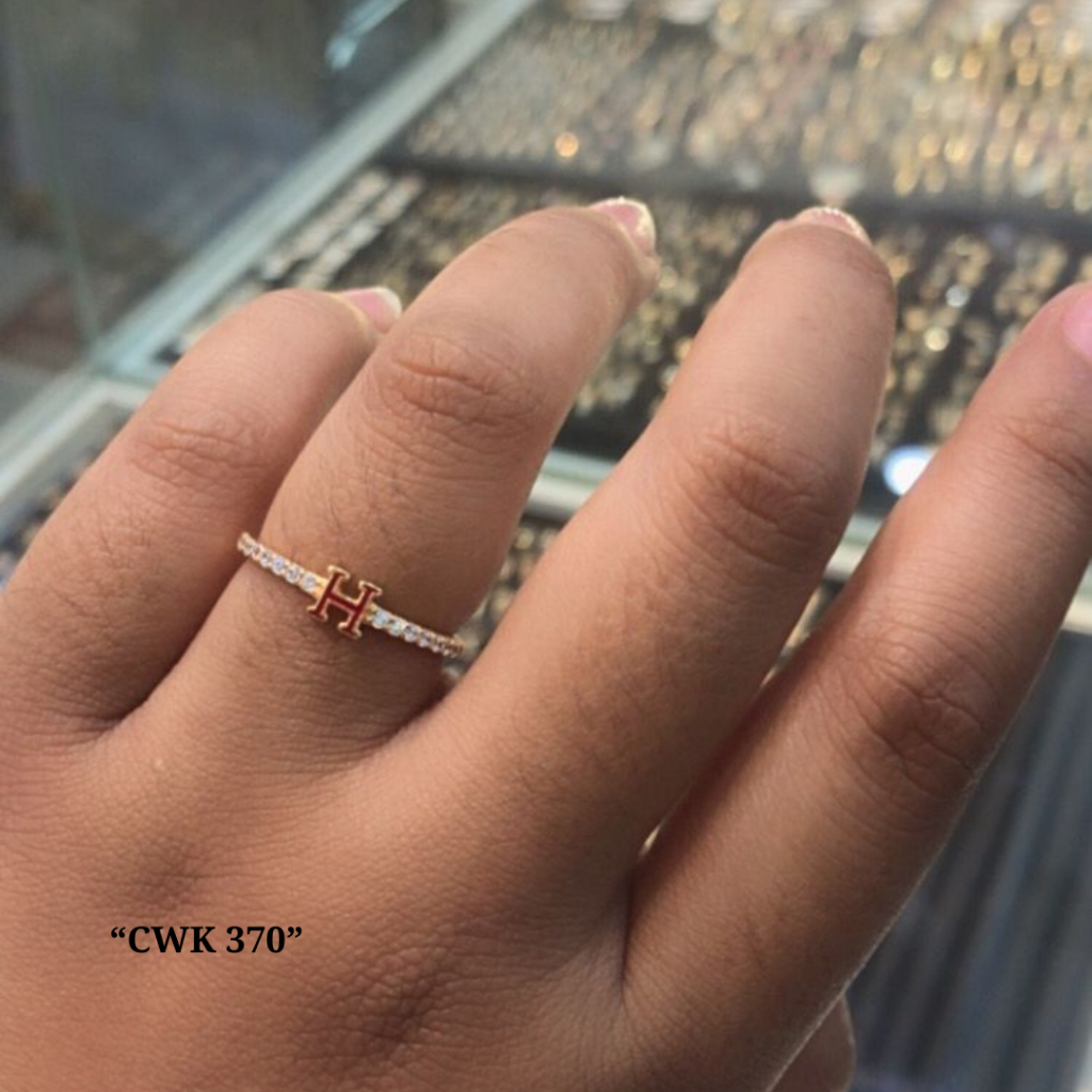 CINCIN FASHION WANITA EMAS ASLI KADAR 6K(300) & 8K(375) CINCIN MODEL SIMPLE CAT HURUF H TERBARU KODE