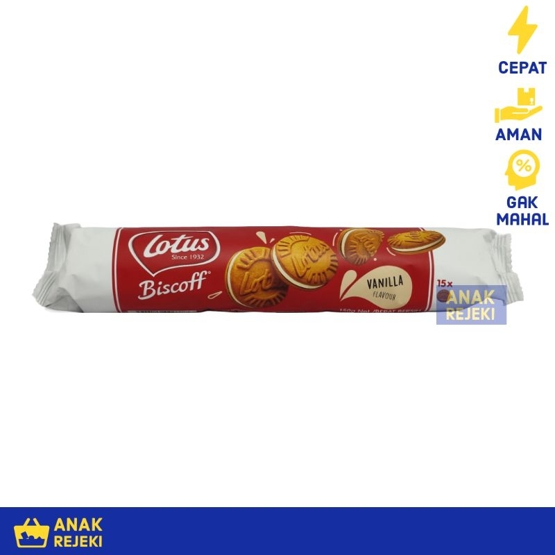 

Biskuit Lotus Biscoff Rasa Vanilla Vanila Sandwich Cookies 150gr