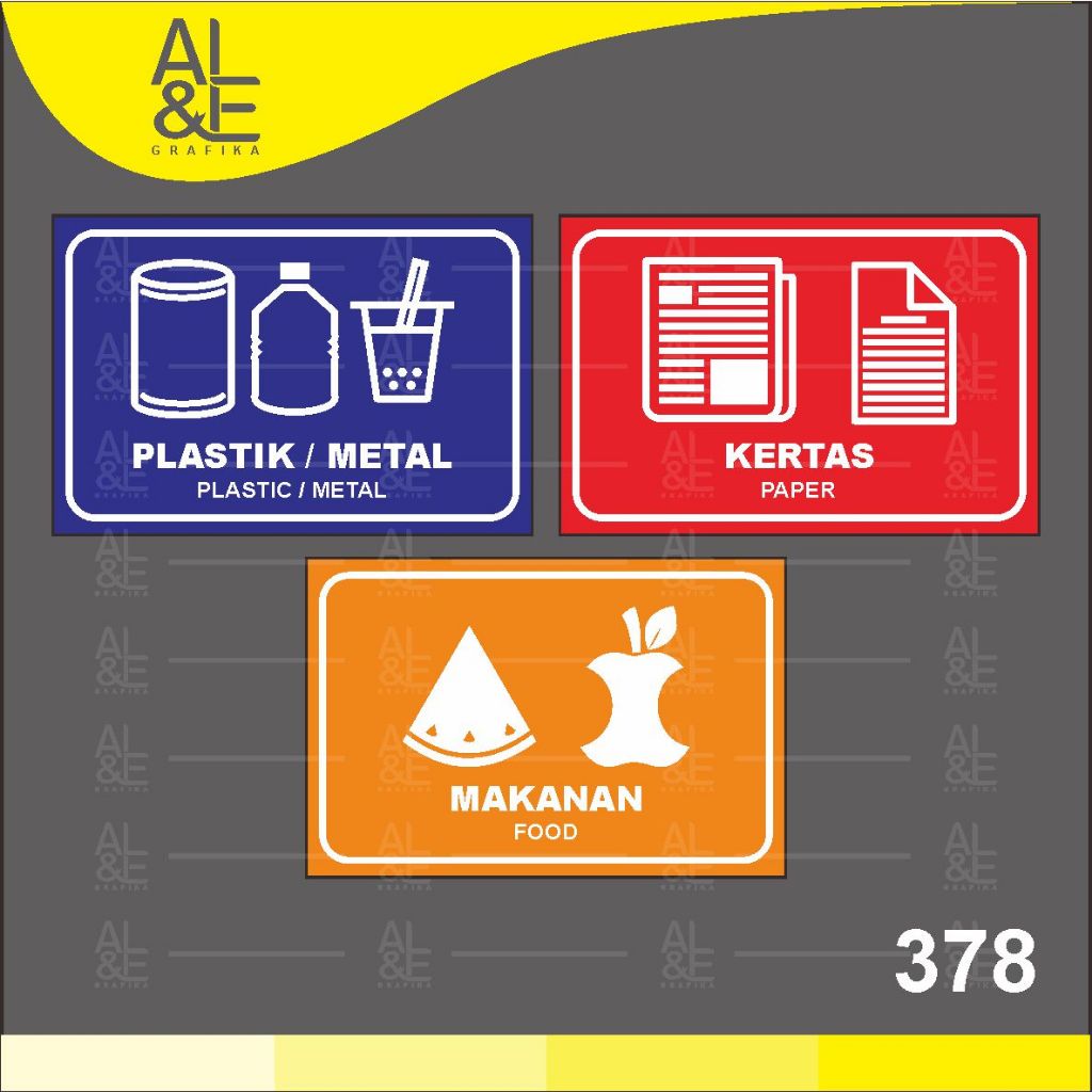 

378 - Stiker Jenis Sampah, Sticker Vinyl, Cetak Premium Indoor, Tahan Air