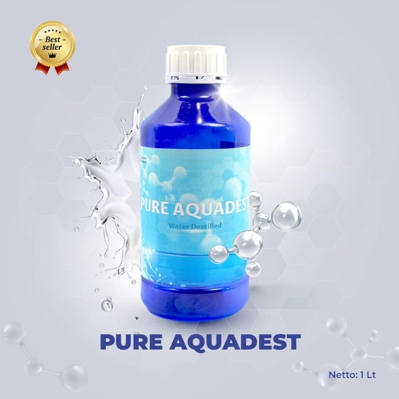 Pure Aquades | Water Destiled | Aquadest (Air Suling / Destilasi) 1 Liter