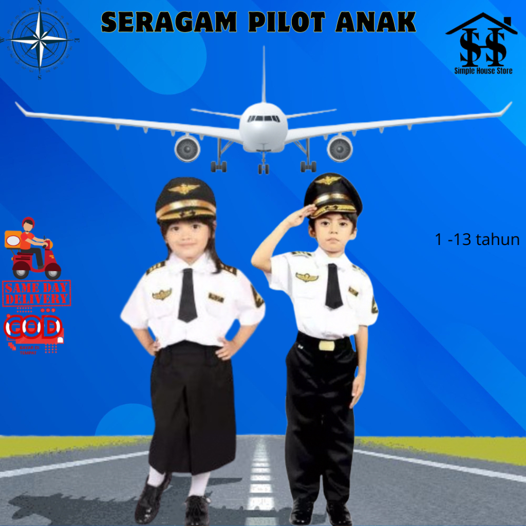 baju profesi anak kostum karnaval anak costum pilot anak tk pauk sd fashion usia 1 2 3 4 5 6 7 8 9 1