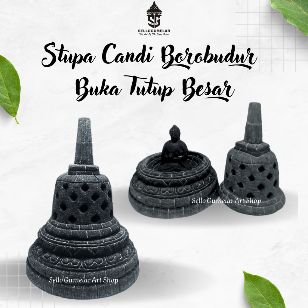 Miniatur Stupa Candi Borobudur Buka Tutup Tinggi 18 cm || Pajangan || Dekorasi Rumah || Hiasan Aquar