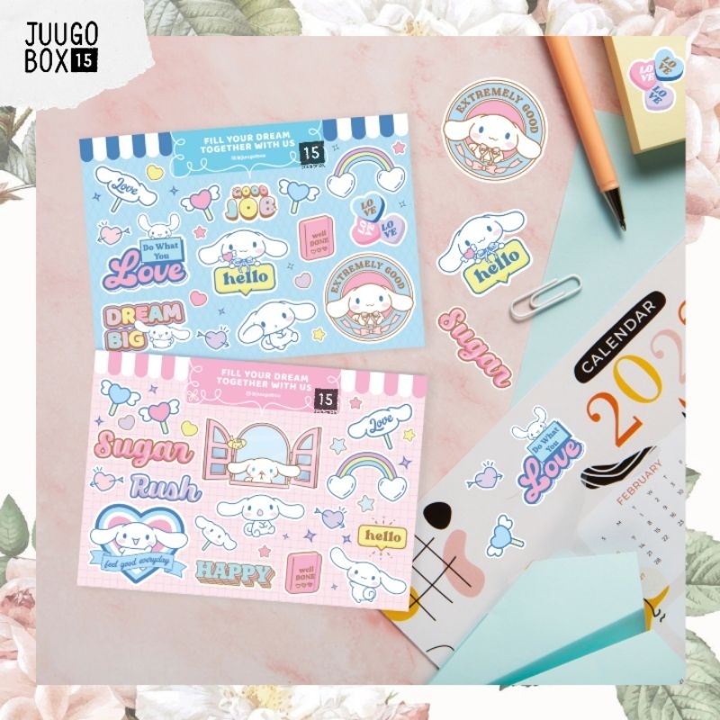 

READY - Deco Sticker Scrapbook Stiker Sanrio Cinnamoroll Quotes Vinyl Anti Air Kiss Cut Cute Lucu Aesthetic Retro Journal Puppy Dog Laptop Case Phone