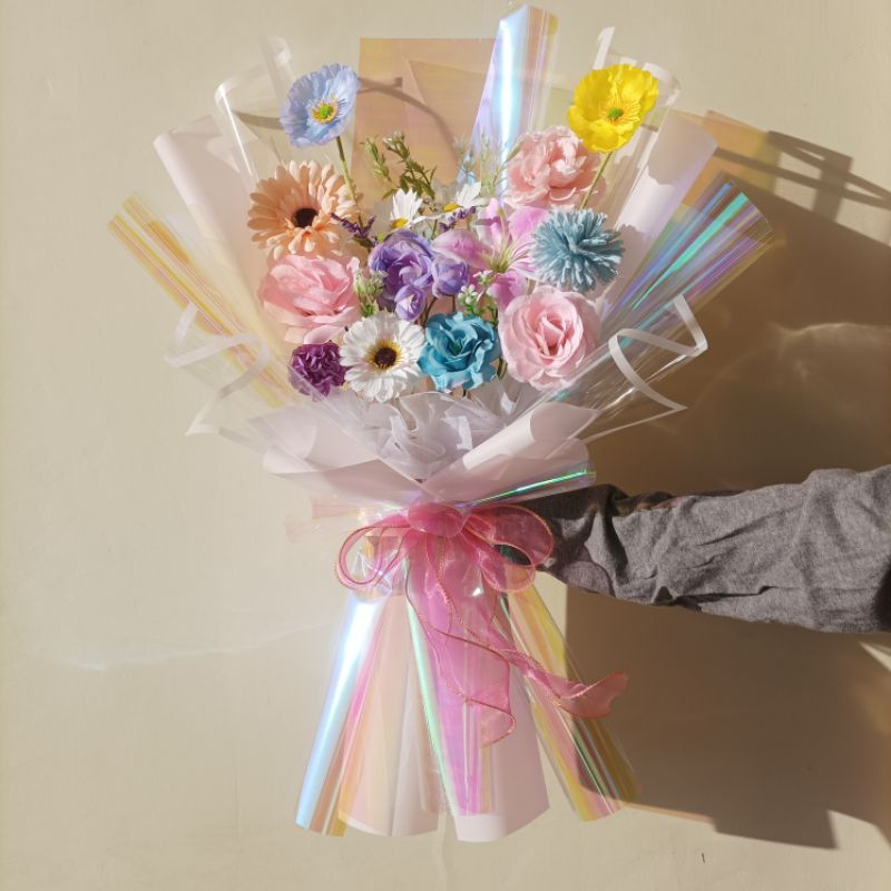 KIANDAA (ORDER H-1) Buket bunga artificial hologram flower bouquet gift makassar buket murah bucket 