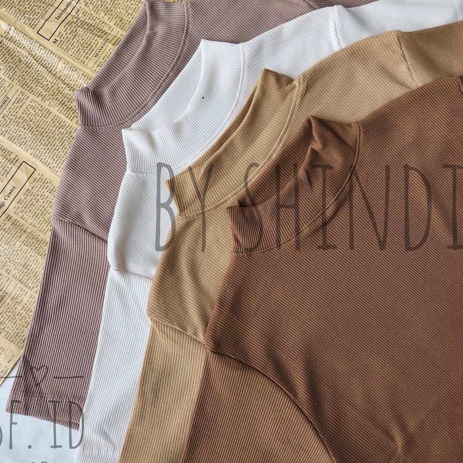 PROMO  TURTLENECK lengan pendek  Kaos Turtleneck  Rib Turtleneck  Rajut Wanita Turtleneck Lengan Pen