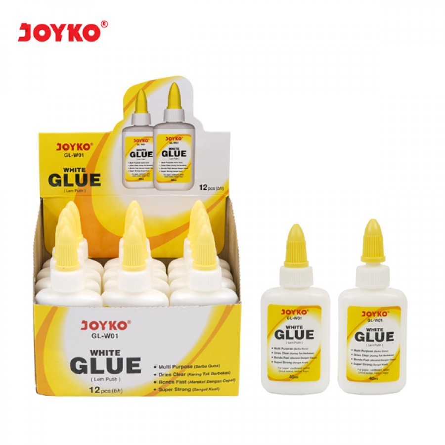 

White Glue / Lem Putih Joyko GL-W01 30 ml Kayu Stik Dll – Satuan / Grosir