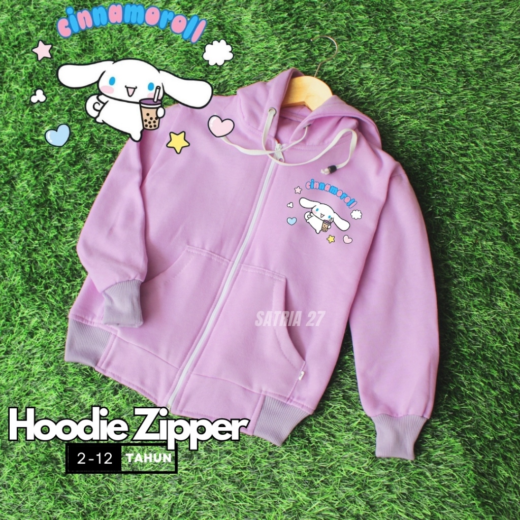 Jacket Zipper hoodie jaket sleting anak Perempuan CINNAMOROLL 2-12th