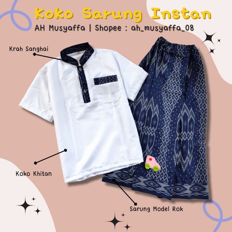 (PART-2) KOKO SARUNG INSTAN 1-11 Tahun Baju Muslim Khitan Anak Bayi Murah Bagus Wardah Lime Merah Ma