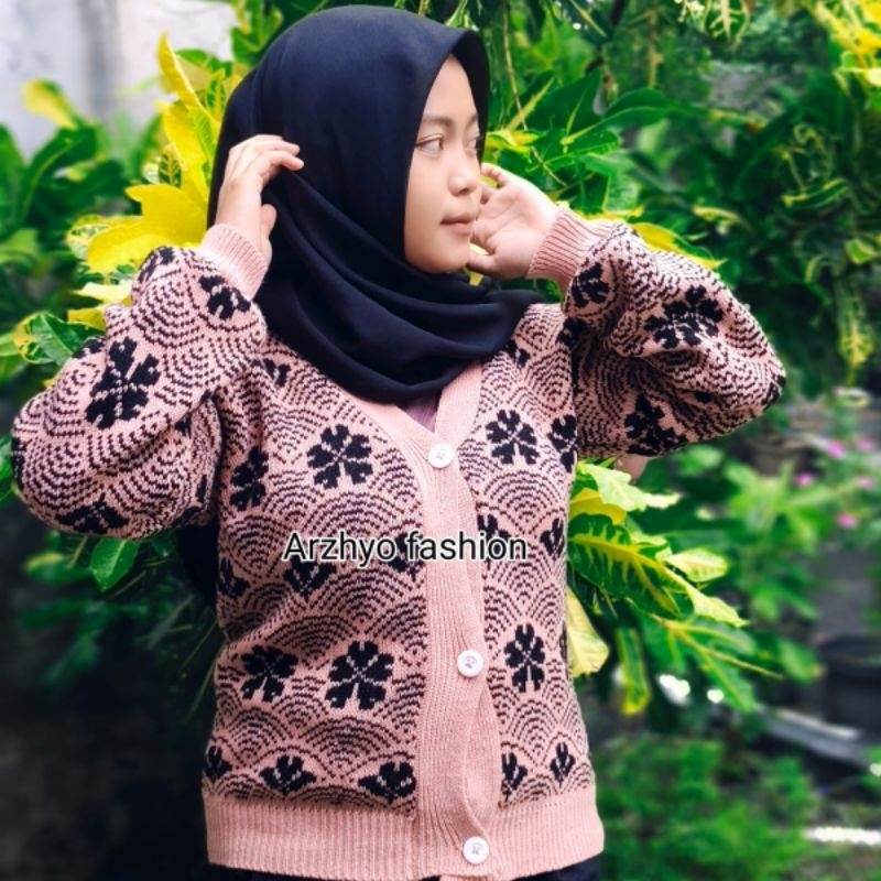 [BISA COD]  CARDIGAN RAJUT WANITA / OUTER RAJUT KOREA MOTIF BUNGA - LEADY