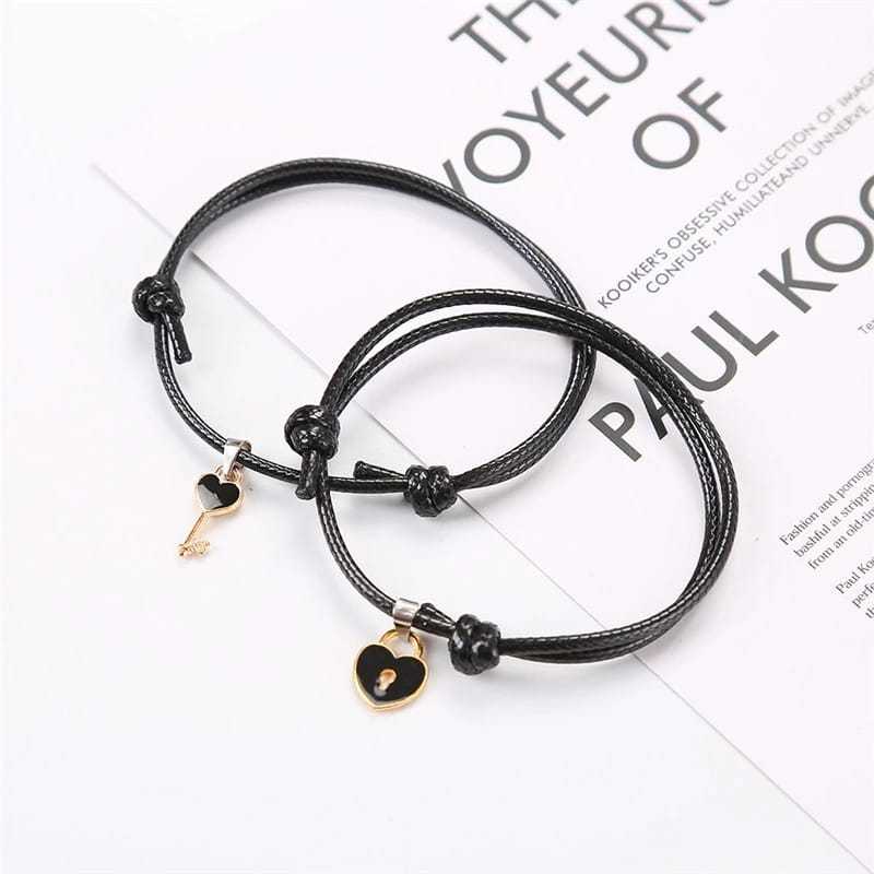 WRSR27 Sepasang (2pcs) Gelang Kunci Love Couple Gelang Couple Liontin Gembok Love Kunci ps3