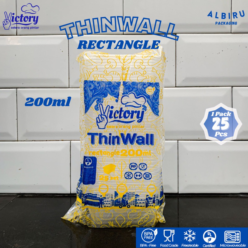 Thinwall food container 200ml kotak  /Tempat penyimpanan makanan/Cup salad/Cup kotak 200cc VICTORY /