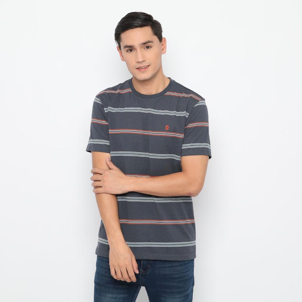 MATSUDA APPAREL - MATSUDA T Shirt Pria Kaos Stripe Ashibetsu XL CHARCOAL