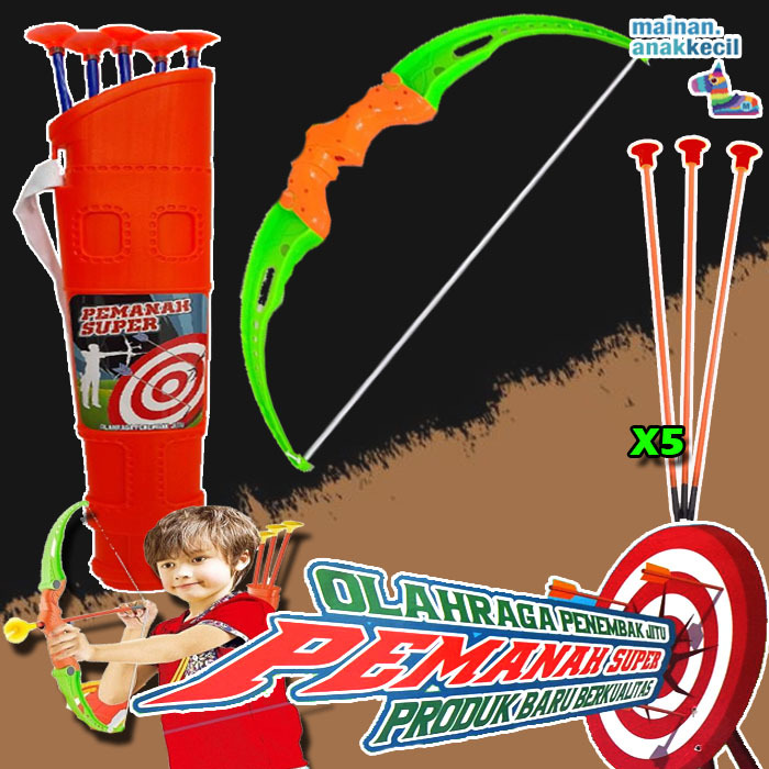 MAINAN ANAK EDUKASI SPORT PEMANAH SUPER 1 SET BUSUR DAN TAS / PANAH PANAHAN MU01