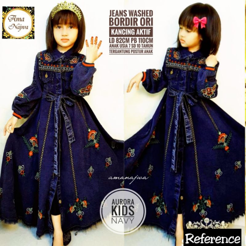 AURORA DRESS KIDS GAMIS JEANS ANAK PEREMPUAN USIA BAJU LEBARAN ANAK PEREMPUAN USIA 7-10 TAHUN MODEL 
