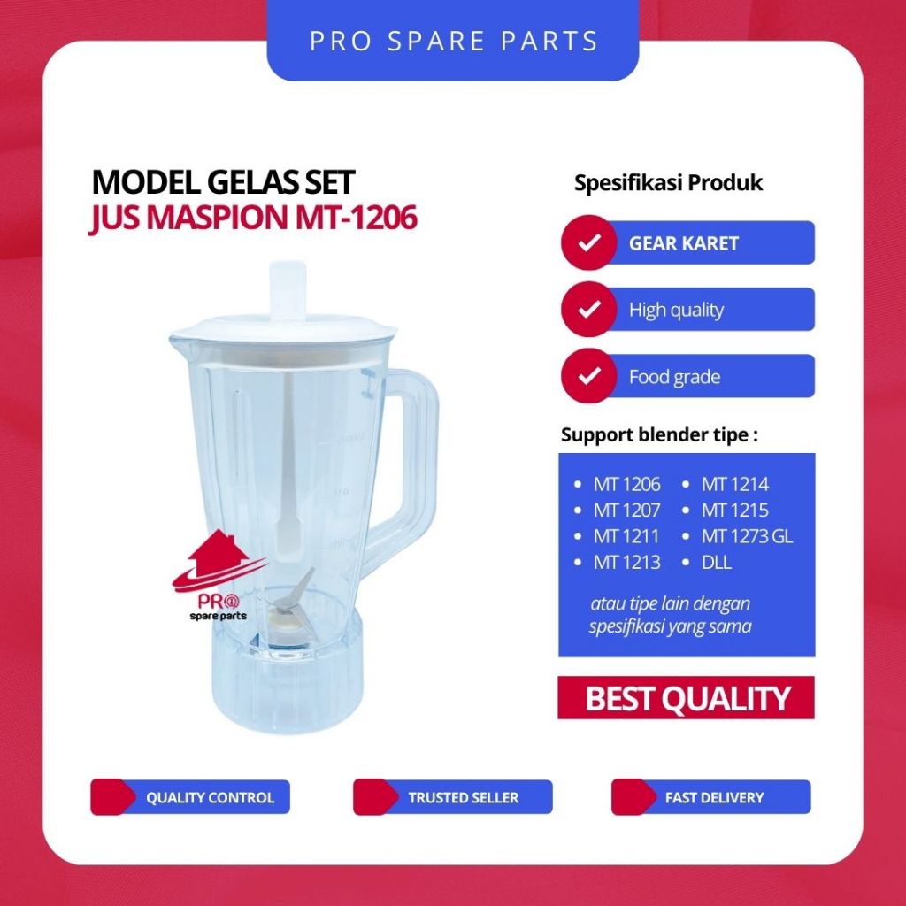 Model Gelas SET Blender MASPION - Sparepart Blender Maspion Tipe 1206/1207/1211
