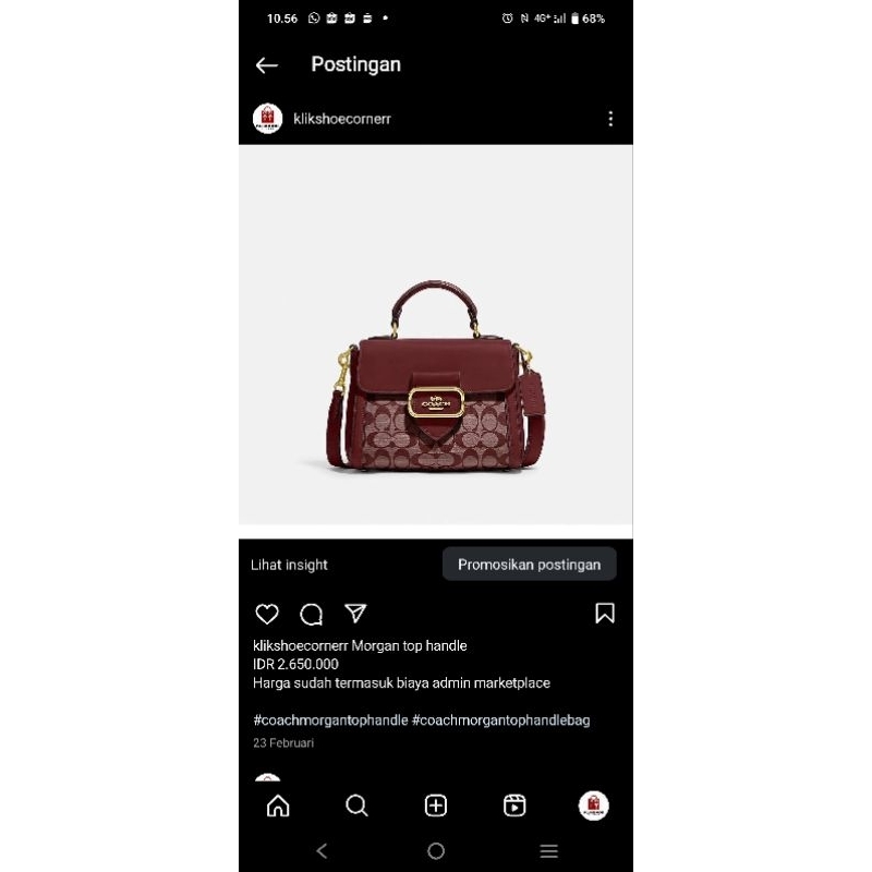 coach morgan top handle signature chambray