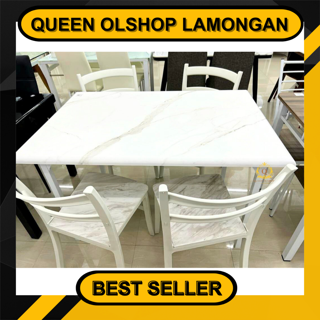 [PROMO] Meja makan Set Olympic DTM Marble + 4 kursi