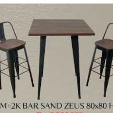 Set Meja Bar Tinggi + 2 Kursi  Bahan Besi - 80x80cm