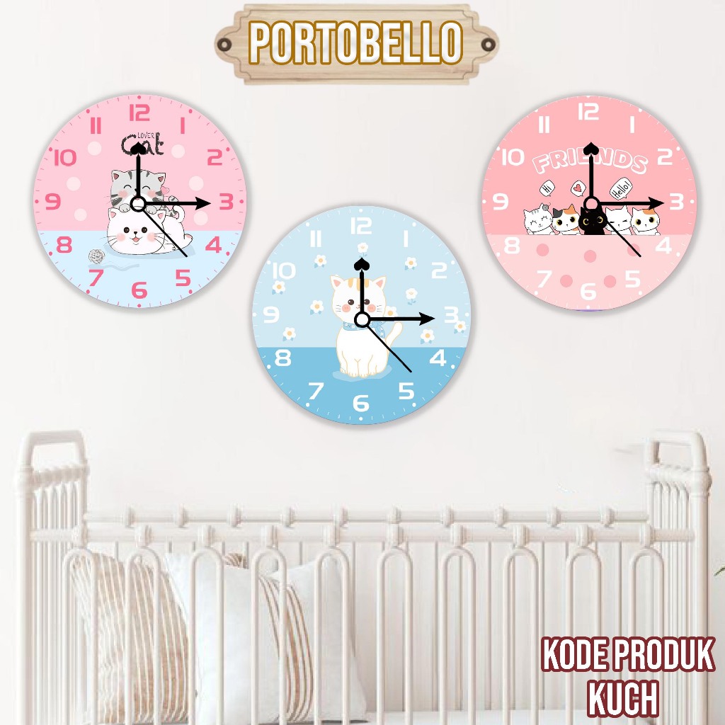 [JAM DINDING] Kayu Motif Love Cat Dekorasi Pajangan Dinding