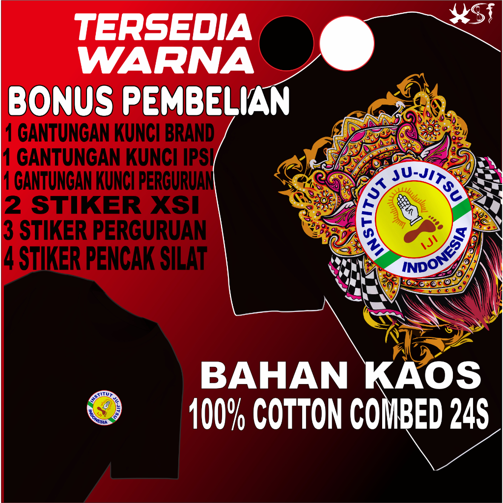 XSI KAOS JUJITSU A1, T-shirt Beladiri  INSTITUT JU-JITSU PREMIUM , Kaos IJI Institut Jiu-Jitsu Indon