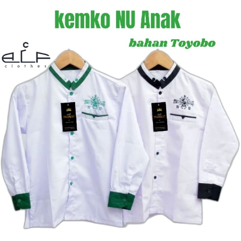 TERMURAH Baju Pakaian Hem Kemeja Koko NU Putih Anak usia 3-7th TK-SD Seragam TPQ Madin Terlaris Term