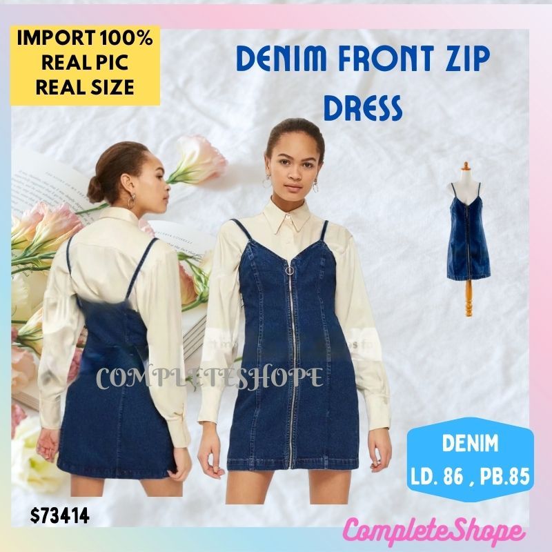 DRESS GAUN MINI WANITA REMAJA PUTRI ANAK PEREMPUAN DENIM TALI TANPA LENGAN  IMPORT IMPOR CANTIK ALA 