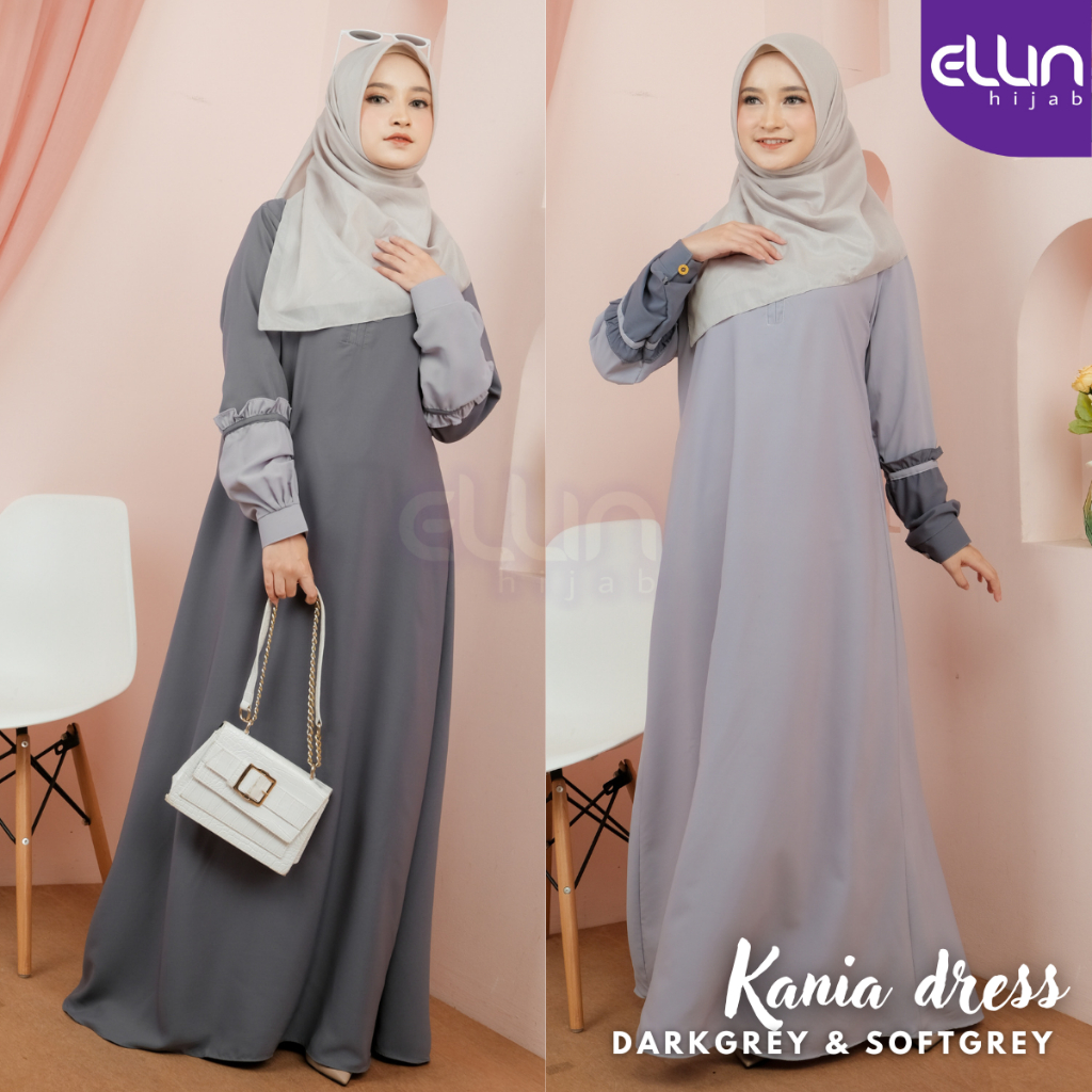 Ellin Hijab Kania Gamis Wanita Variasi Tangan Kombi