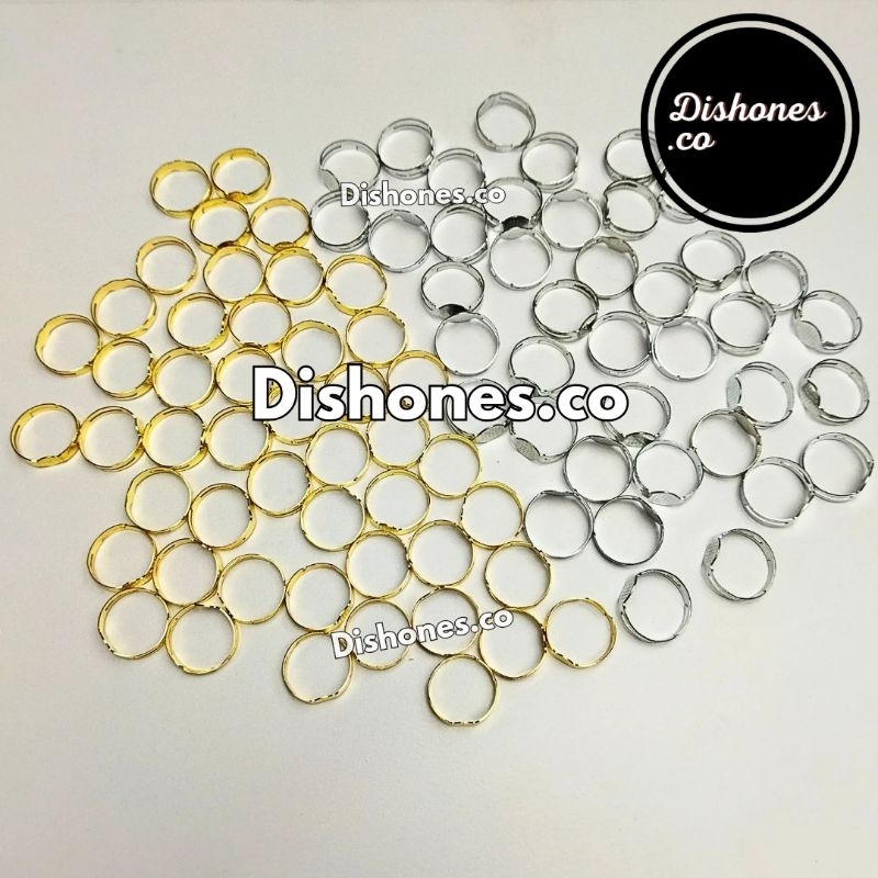 (12 PCS) Cangkang Cincin Diy Liontin Silver Gold / Ring Cincin Diy kerajinan Tangan / Cincin