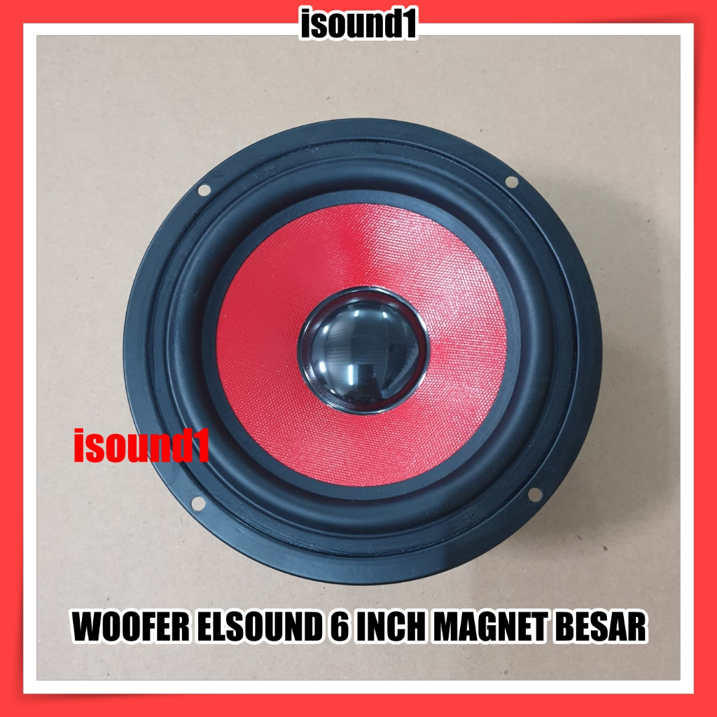 Speaker Woofer Elsound 6 inch RED Magnet Besar 150 Watt 8 Ohm Original