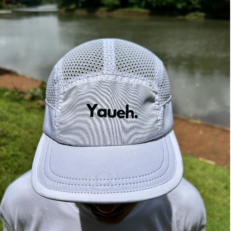 Justwhite Cap YAUEH Outliving Folks 5Panel Topi Lari Olahraga Ciele