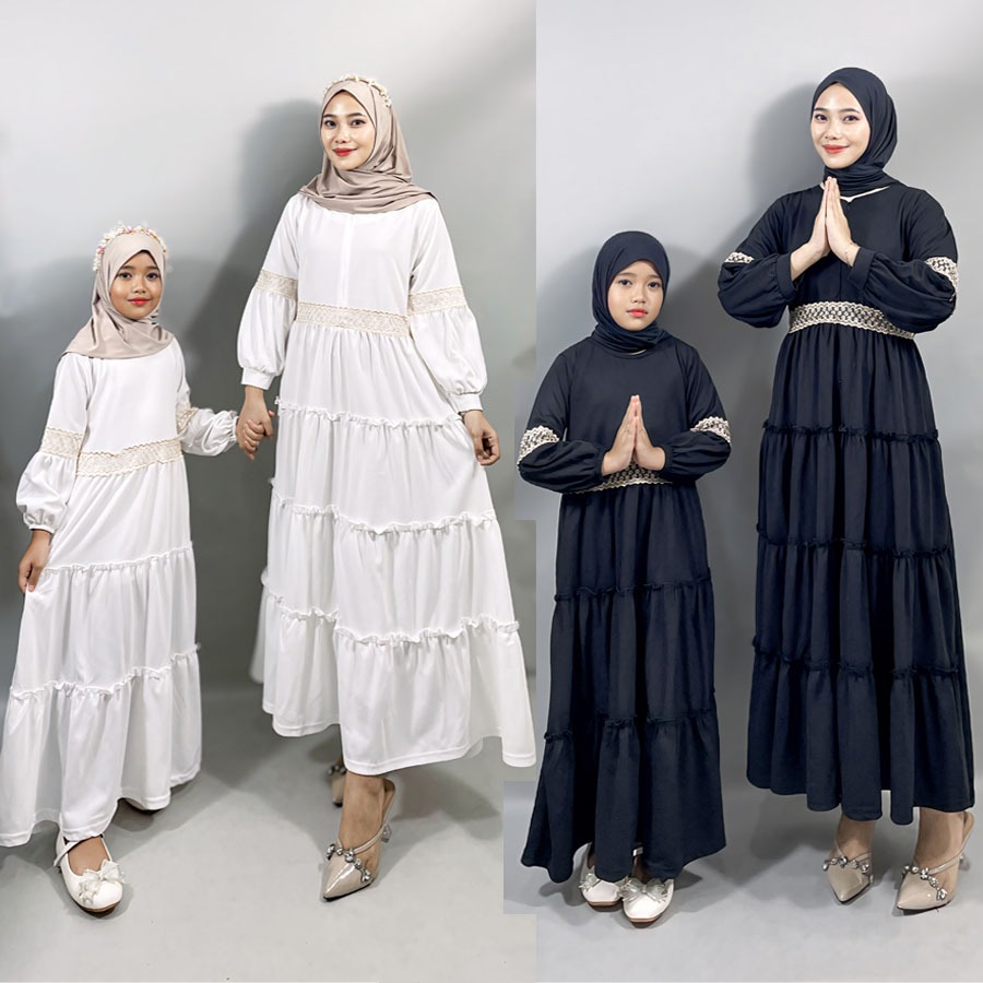 GAMIS IBU DAN ANAK MAHIRA RENDA SAVINA MEWAH CANTIK MUSLIMAH MAXY GL FASHION