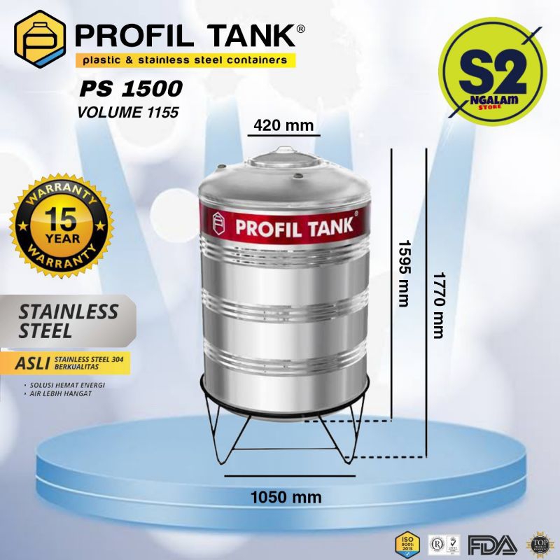Tandon Air /Toren Air /Tangki Air - PROFIL TANK STAINLESS PS 1500 (Invoice)