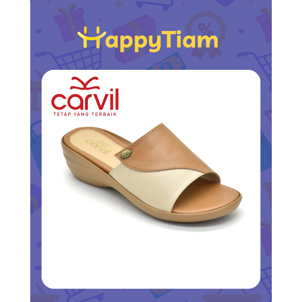 SANDAL WANITA CARVIL GISTYA 01 STONE 36 - 40 ORIGINAL ~ SENDAL CEWEK WEDGES HEELS COKLAT HAK TINGGI 