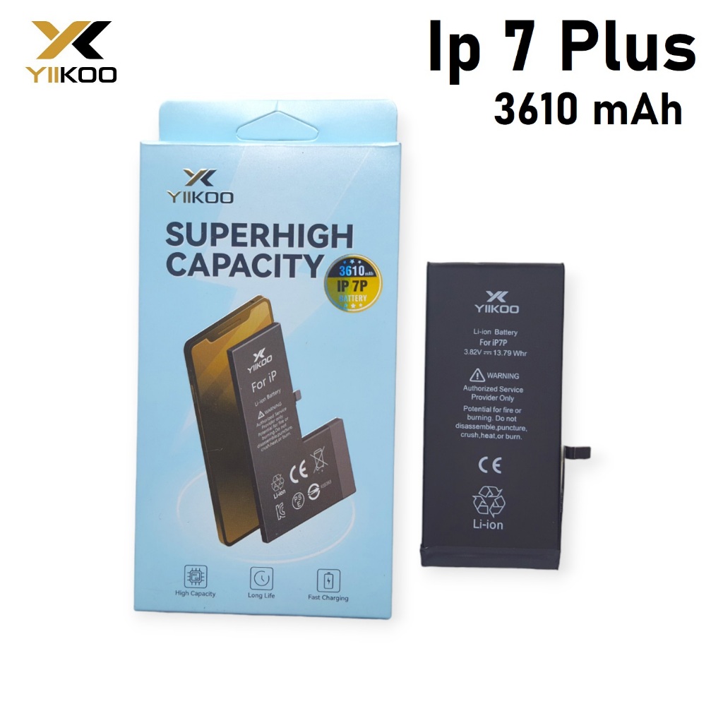 YIIKOO Baterai Iphone 7+ 7 PLUS High Capacity Battery Batre Batrai Dual Double Power HP Handphone Ap