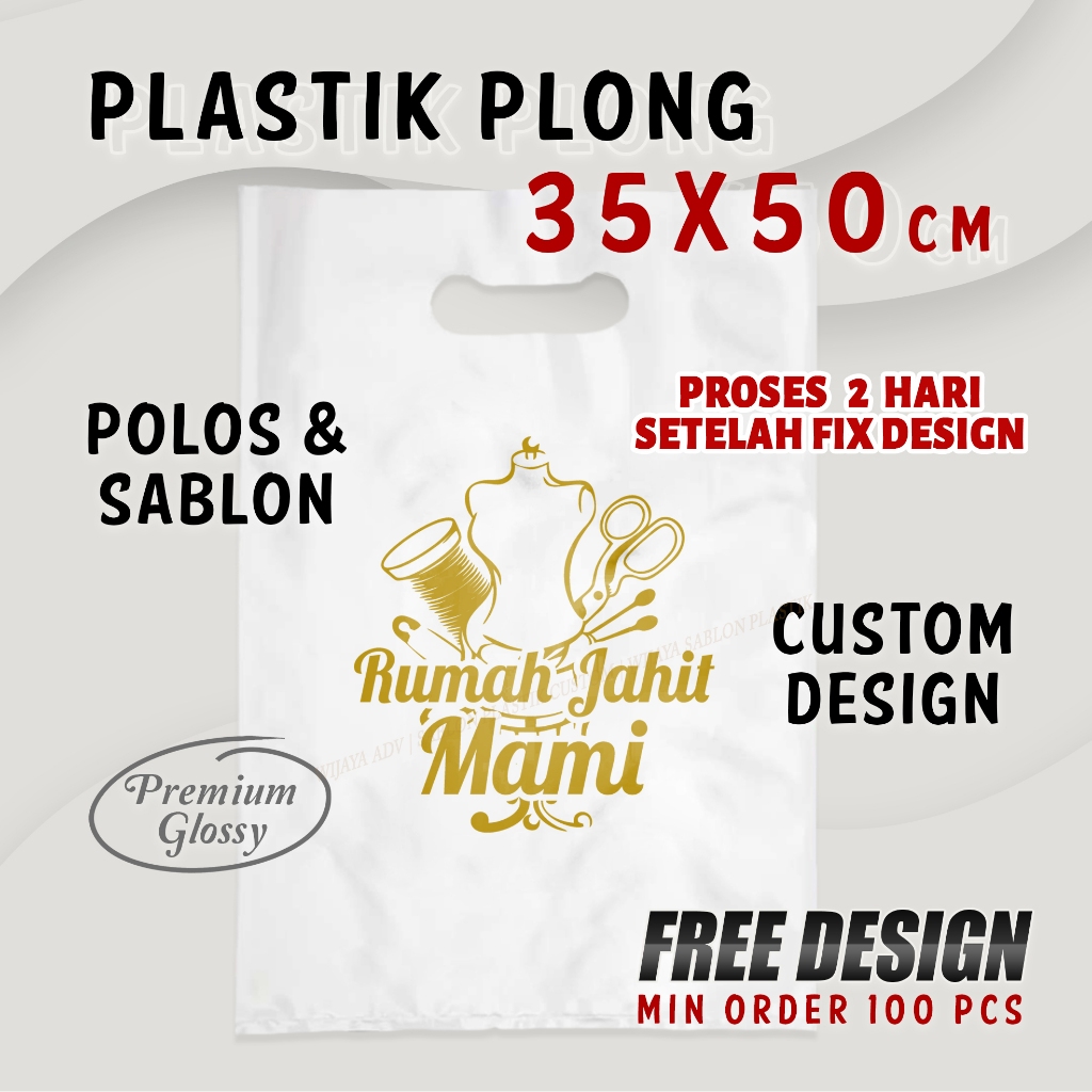 SABLON PLASTIK PLONG POND 35X50 BESAR CUSTOME LOGO FREE DESIGN ISI 100 KANTONG KRESEK OLSHOP CETAK P