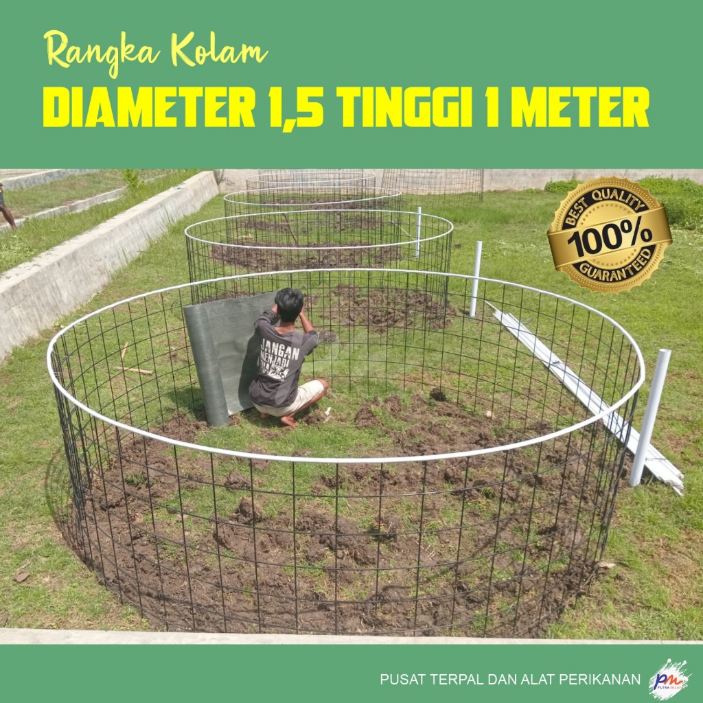 Rangka kolam bundar Diameter 1,5 m tinggi 1 m (90 cm) wiremesh M5 STD