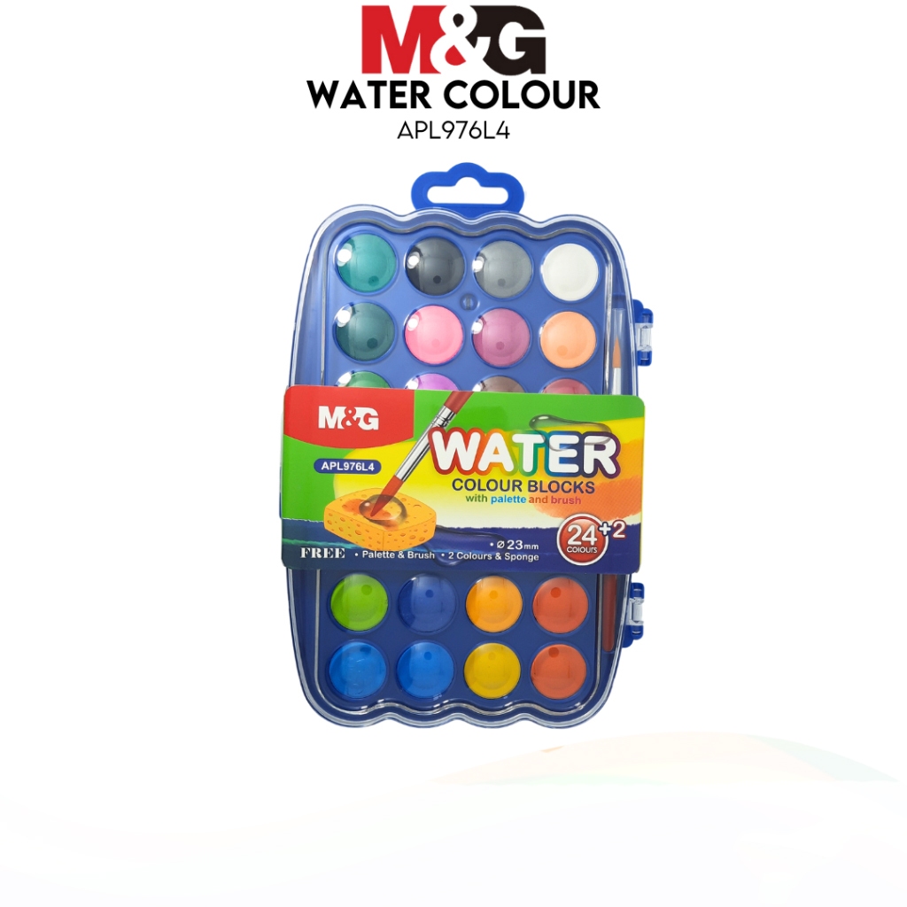 

Cat Air Lukis M&G Mini Water Color Blocks Set 24+2 Warna Ukuran 23mm APL976L4