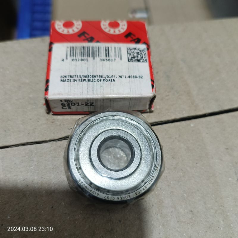6301 ZZ C3 / 6301 2Z C3 FAG Ball Bearing ( Tutup besi 2 sisi )