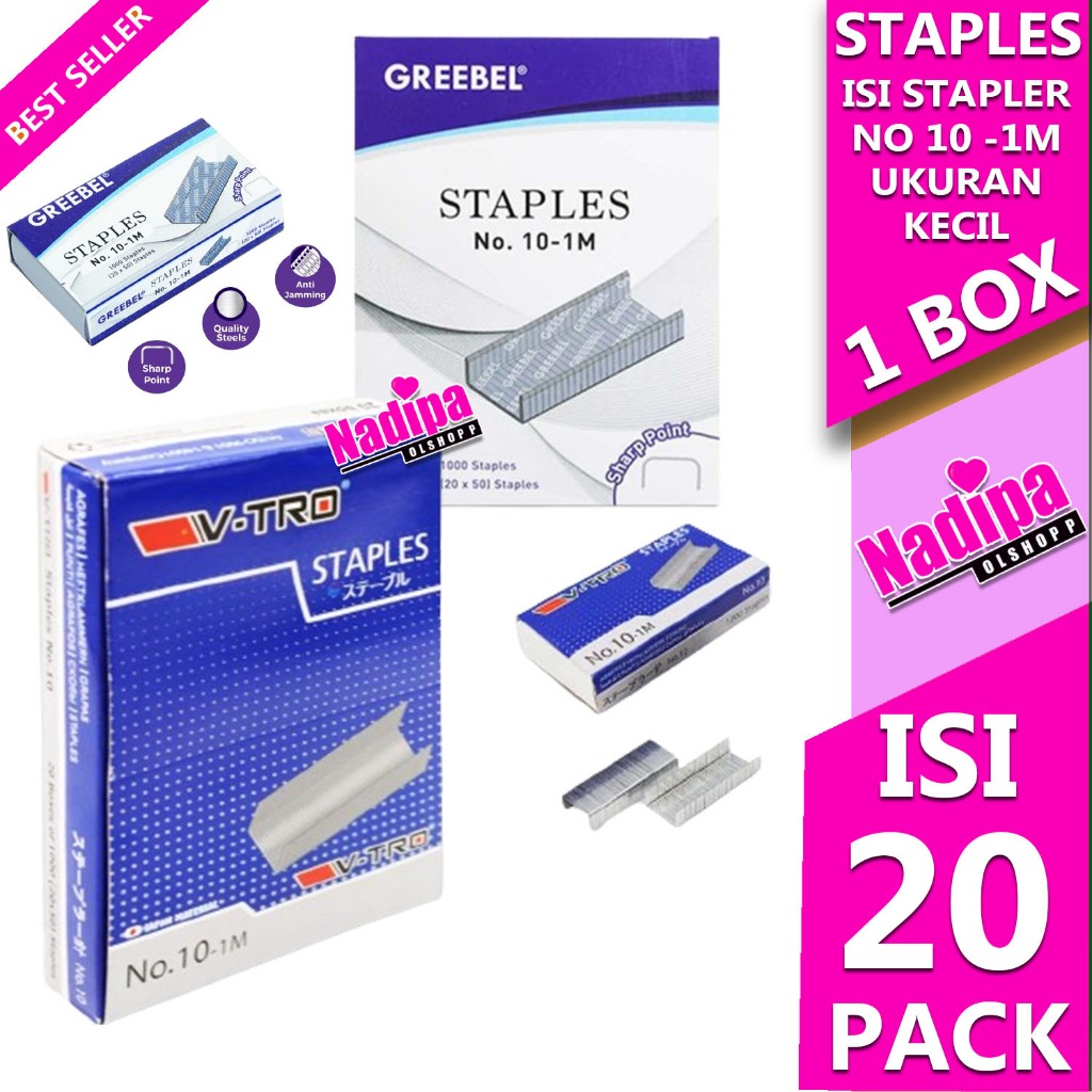 

STAPLES ISI STAPLER HEKTER 20 X 50 NO 10-1M 1 BOX ISI 20 PACK KECIL nadipa olshopp
