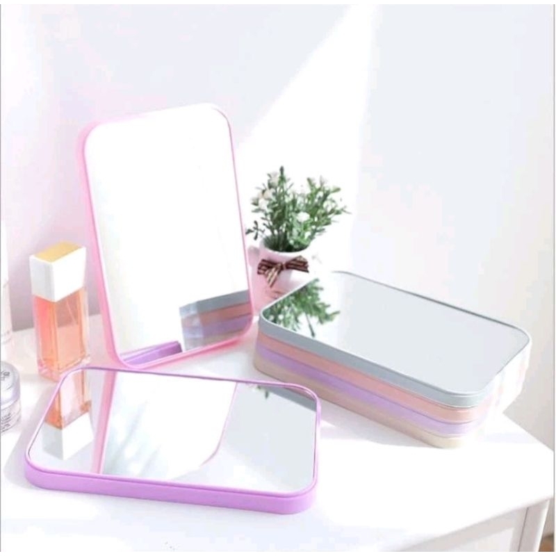 Cermin rias kaca mini cermin kaca meja rias kotak lipat simple persegi meja portabel portable standi