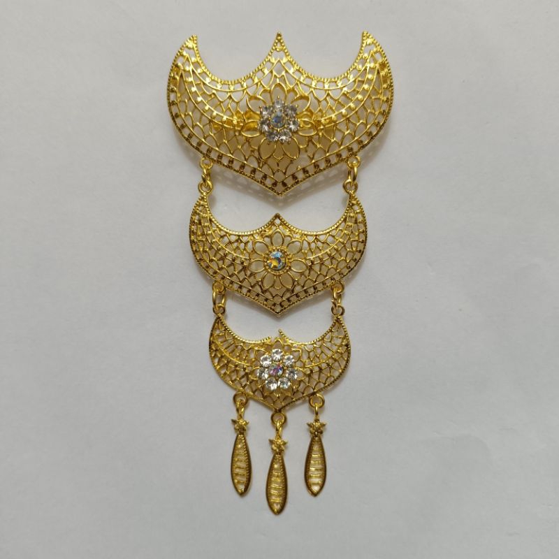 jewelry36 Kalung & Bros Pin Brooch Susun Adat Kebaya KutuBaru Kuning Putih Permata Polos Hijab Pesta
