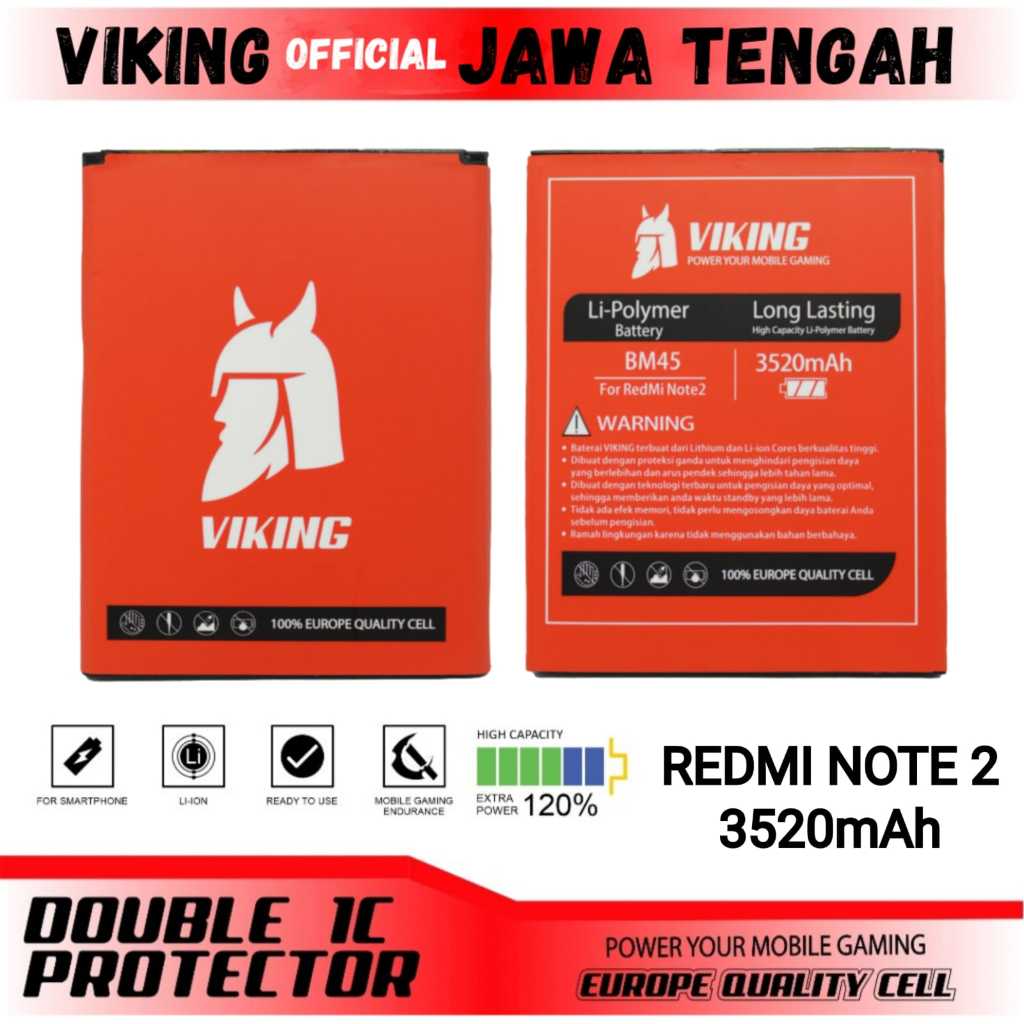 VIKING Baterai Xiaomi Redmi Note 2 (BM45) Double Power