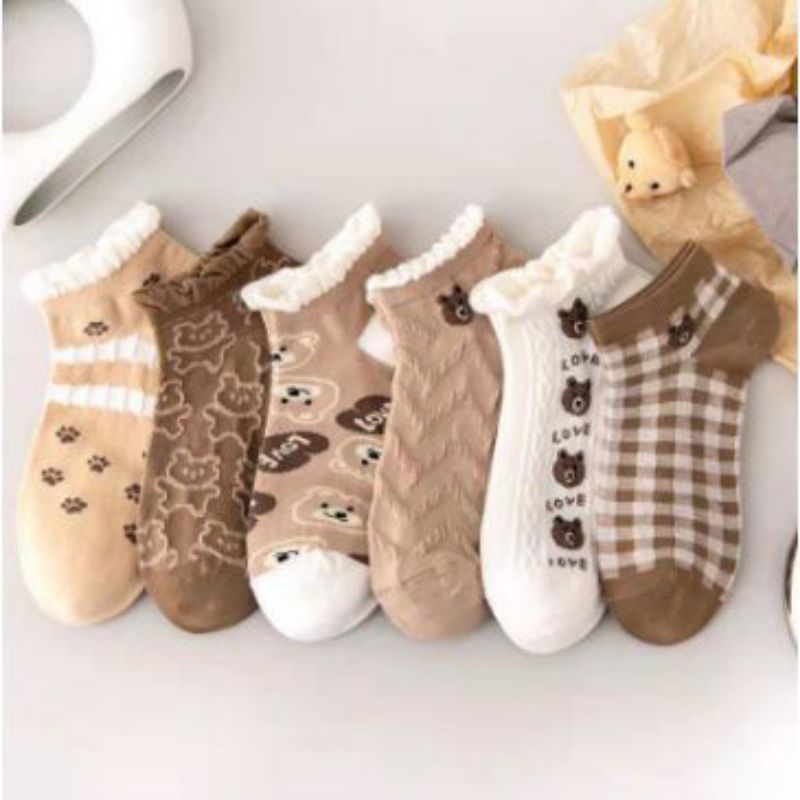 Kaos Kaki Pendek Kaos Kaki Teddy Bear Kaos Kaki Wanita Motif Lucu